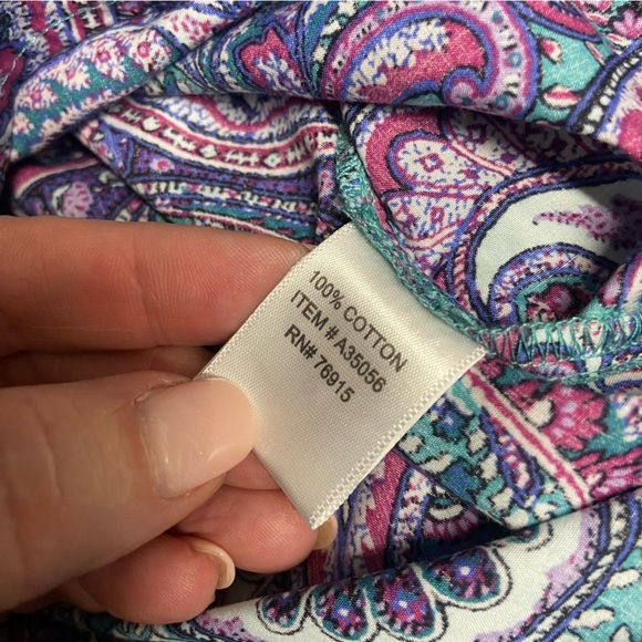 Vintage Appleseed’s Women's Paisley Button-Up Shirt Size 8P Purple Teal Retro - Picture 9 of 15